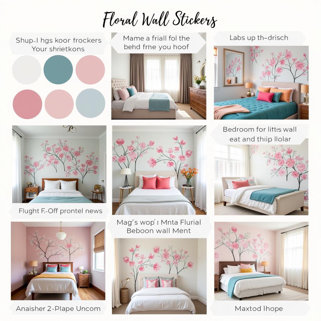 Floral wall stickers for bedroom decor inspiration