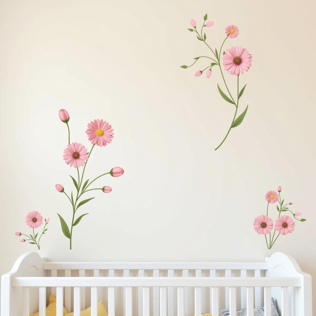 Floral wall stickers for nursery decor