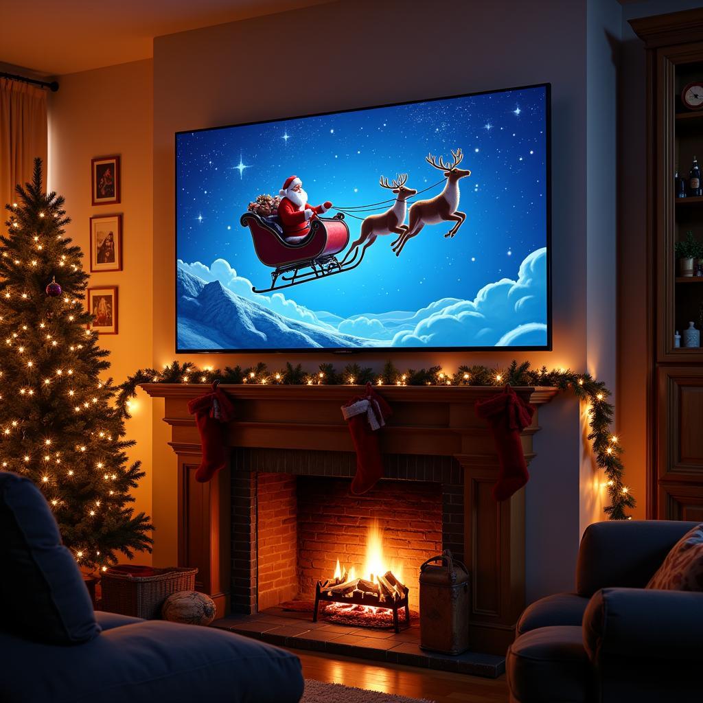 Santa and Reindeer on Frame TV