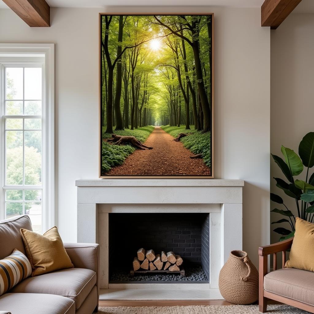 Framed Forest Art in a Living Room Setting