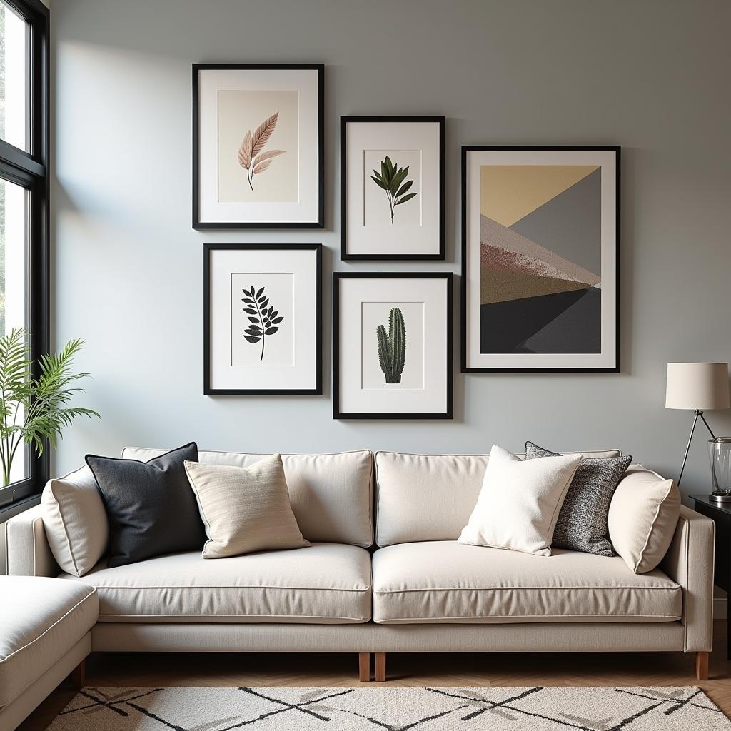 Framed Gallery Wall Art Set in a Modern Living Room