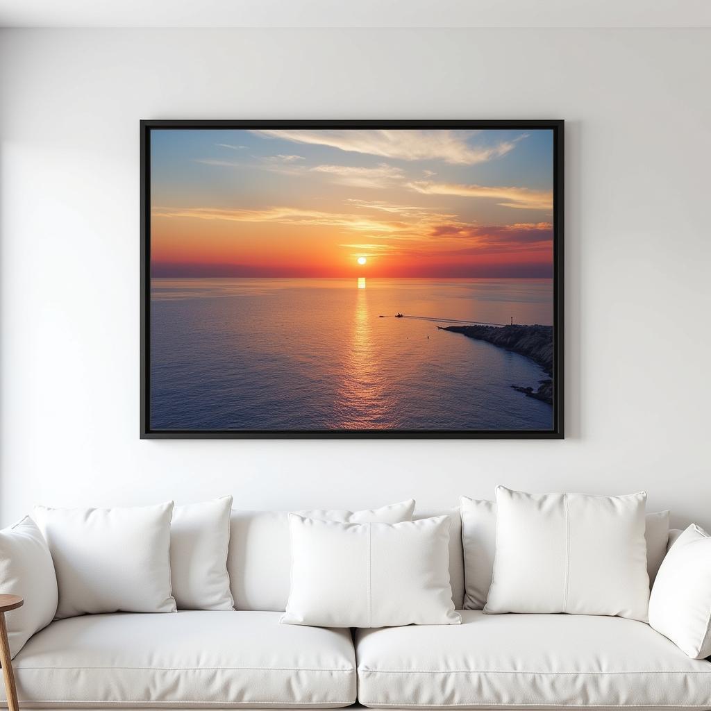 Framed Ocean Wall Art in a Living Room