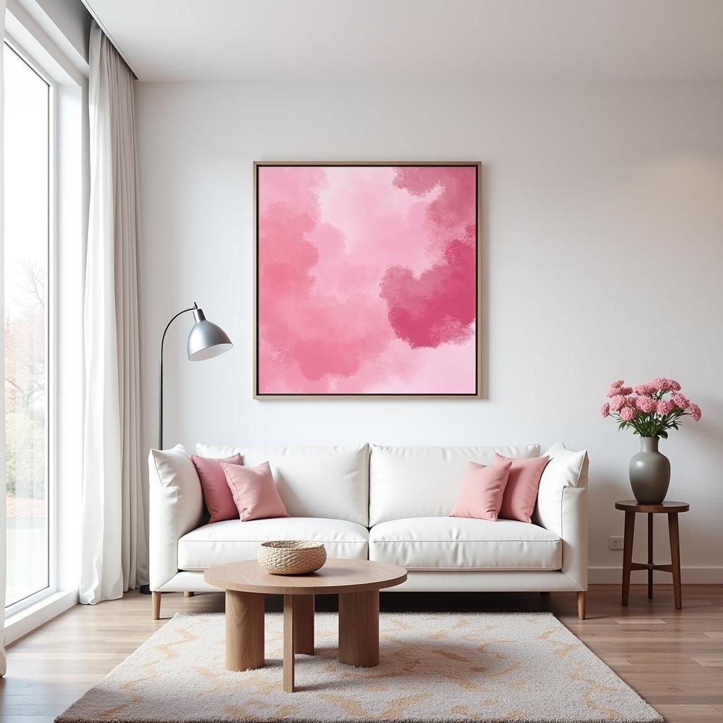 Framed Pink Art in a Living Room Setting