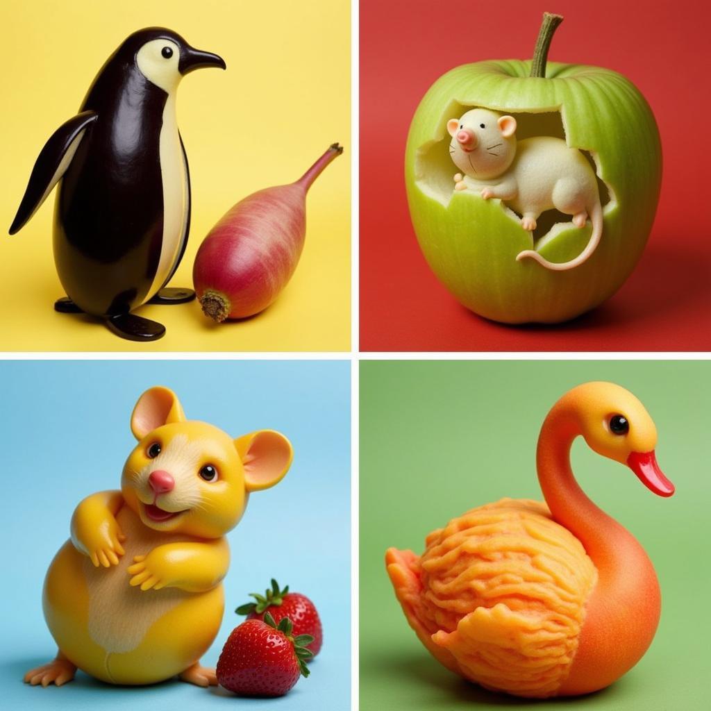 Fruit and Vegetable Animal Carvings Ideas