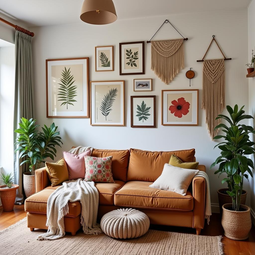 Funky Wall Art in a Bohemian Living Room