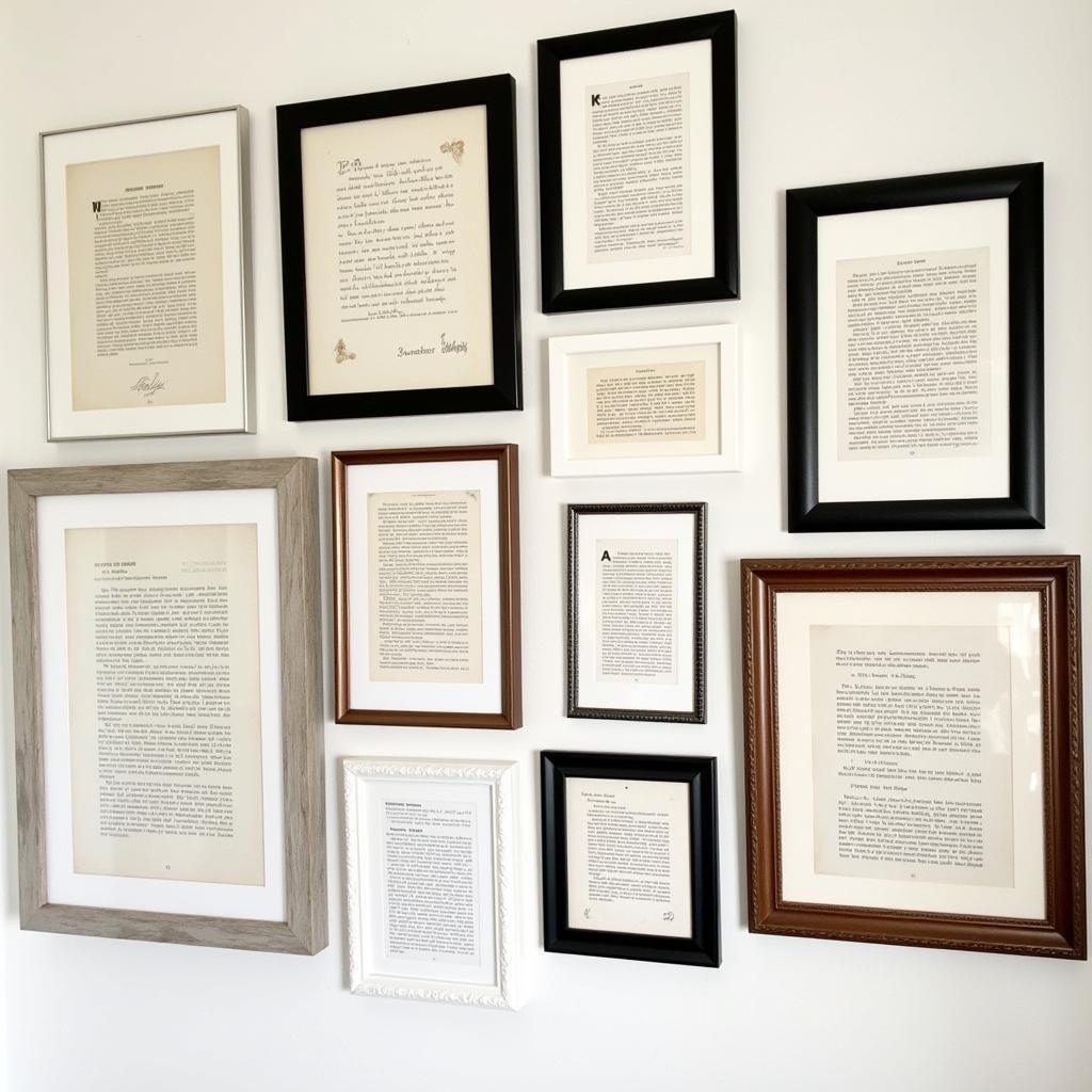 Gallery Wall with Framed Book Pages and Quotes