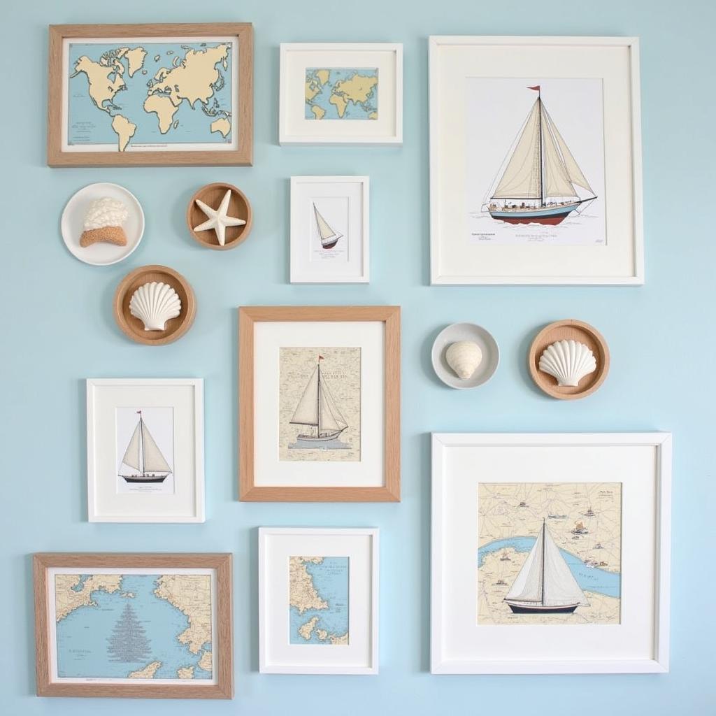 Gallery Wall with Sailboat Wall Art and Nautical Decor