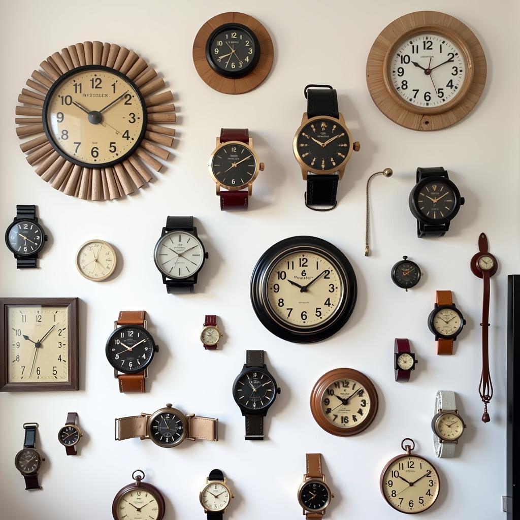 Gallery Wall with Various Watch Wall Art Designs