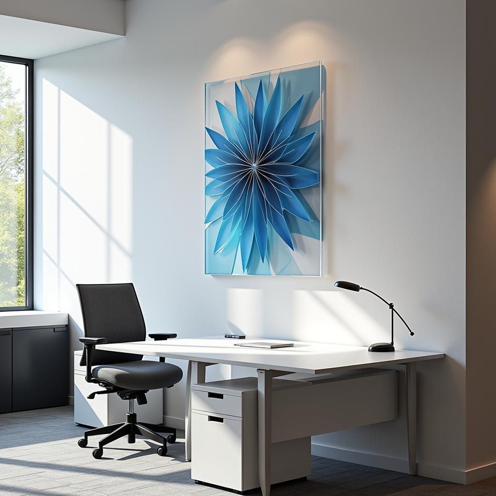 Geometric 3D Acrylic Wall Art in an Office Space