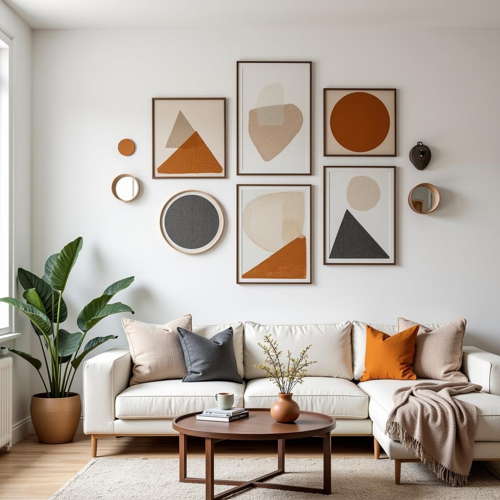 Geometric Wall Art Shapes in a Living Room