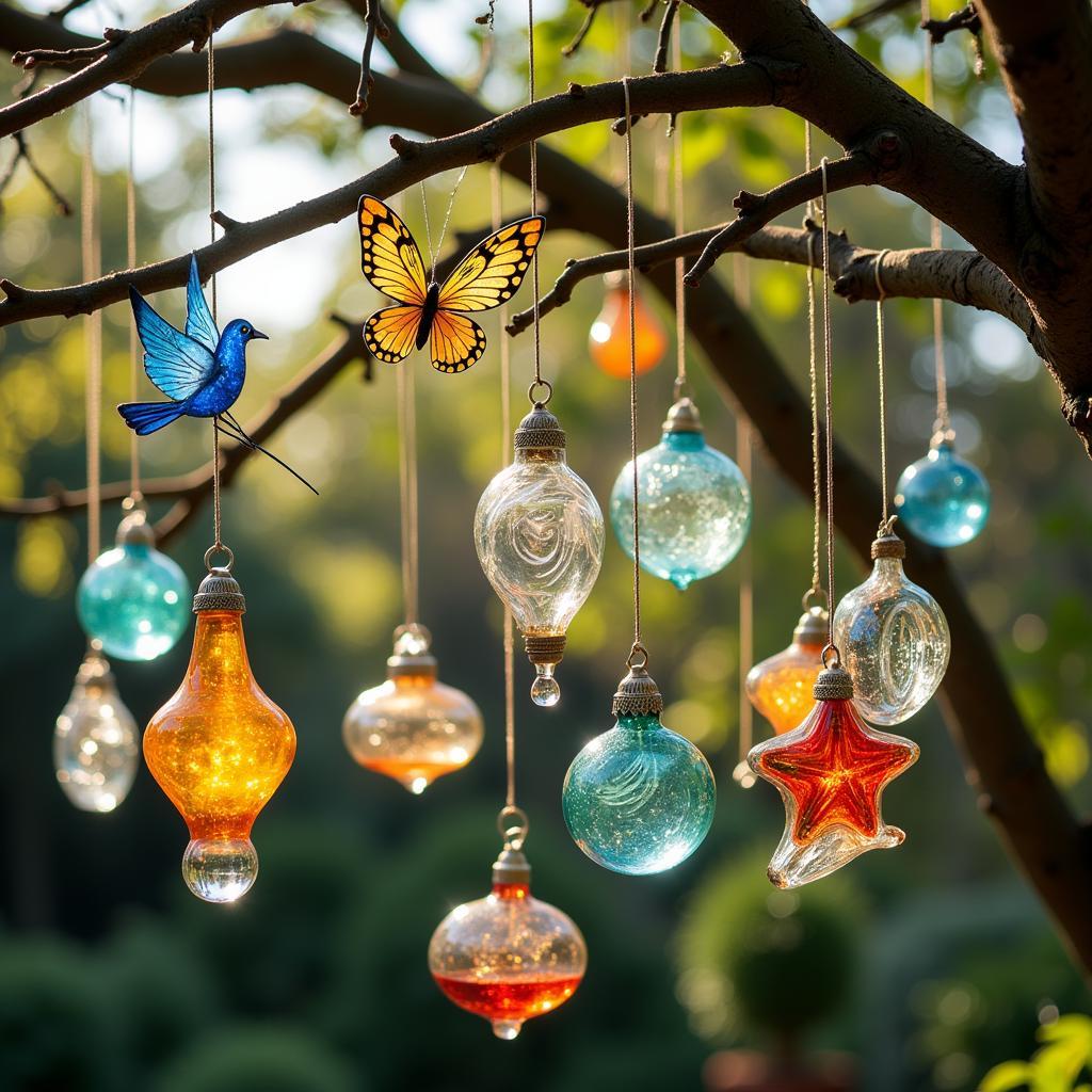 Glass Garden Ornaments at a Festival Display