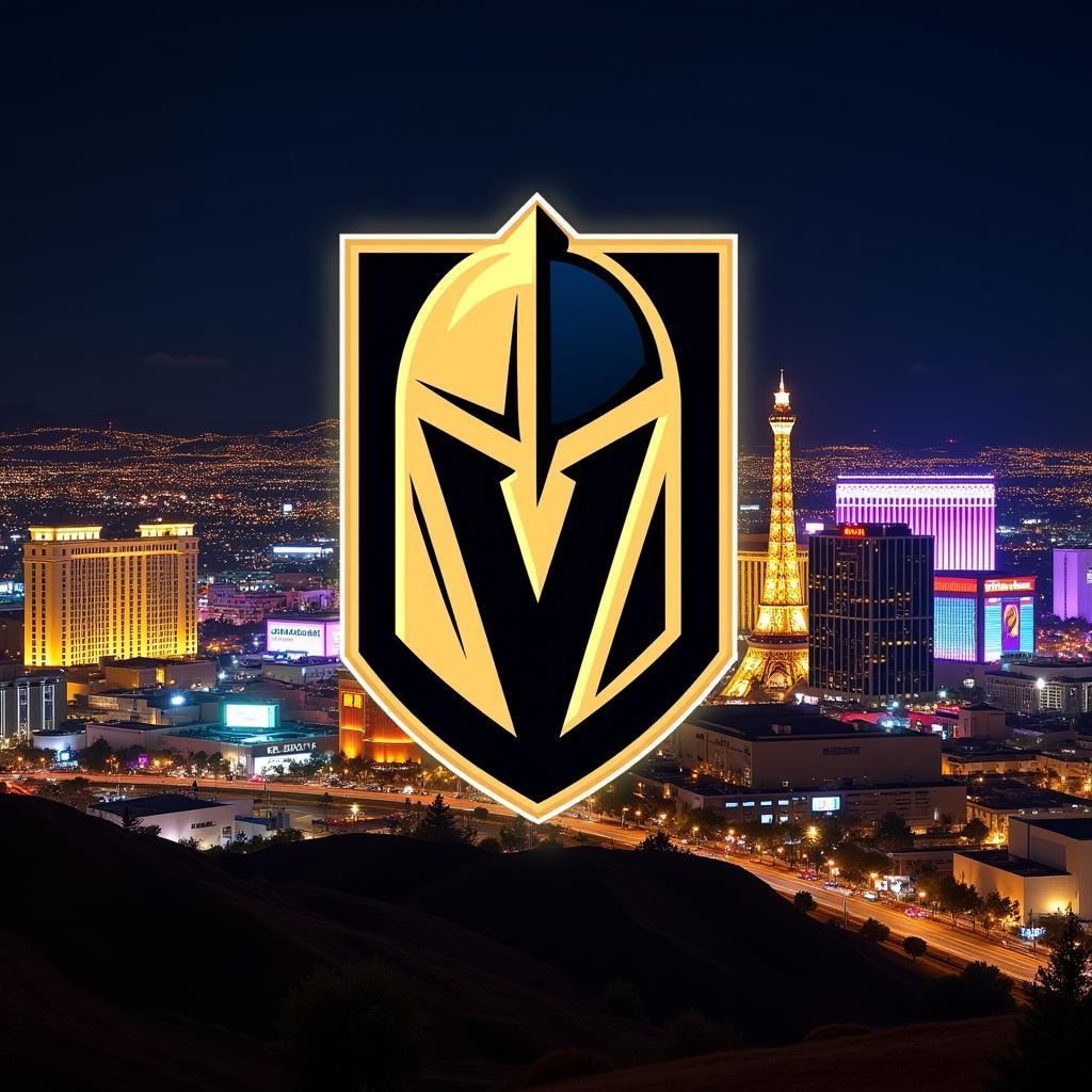 Golden Knights Digital Art with Vegas Skyline