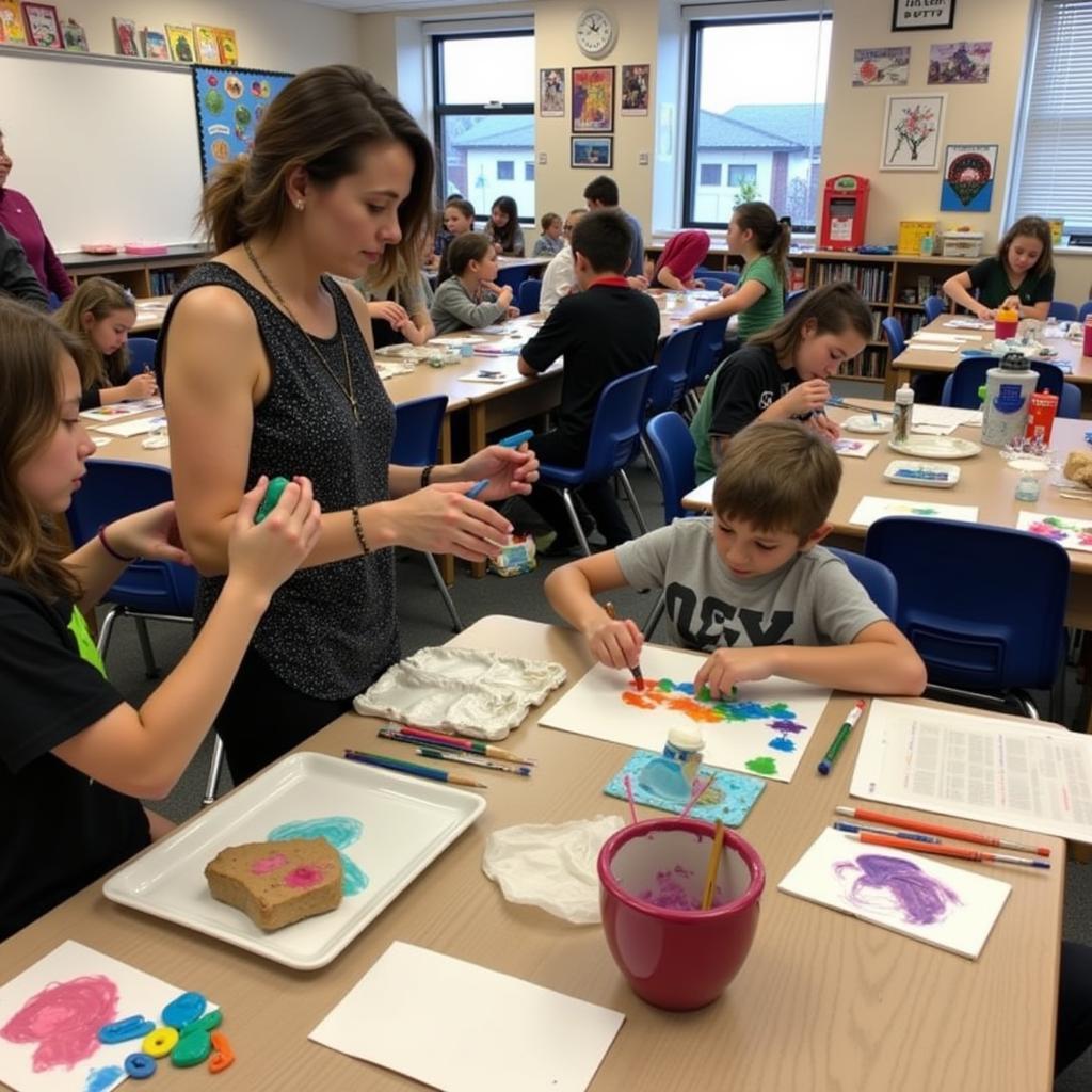 Students engaging in an art class at Gordon's Fine Arts and Sports Academy