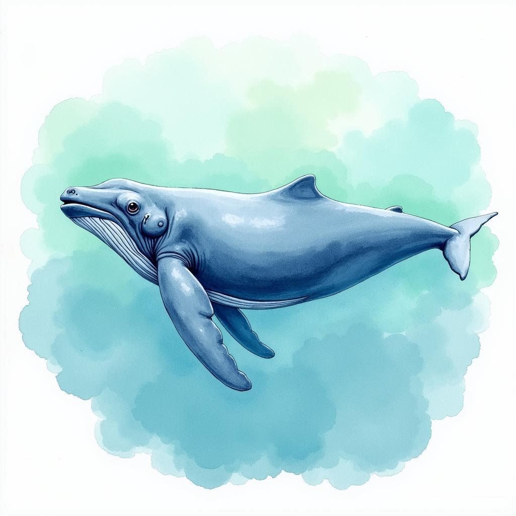 Graceful Whale Watercolor Painting