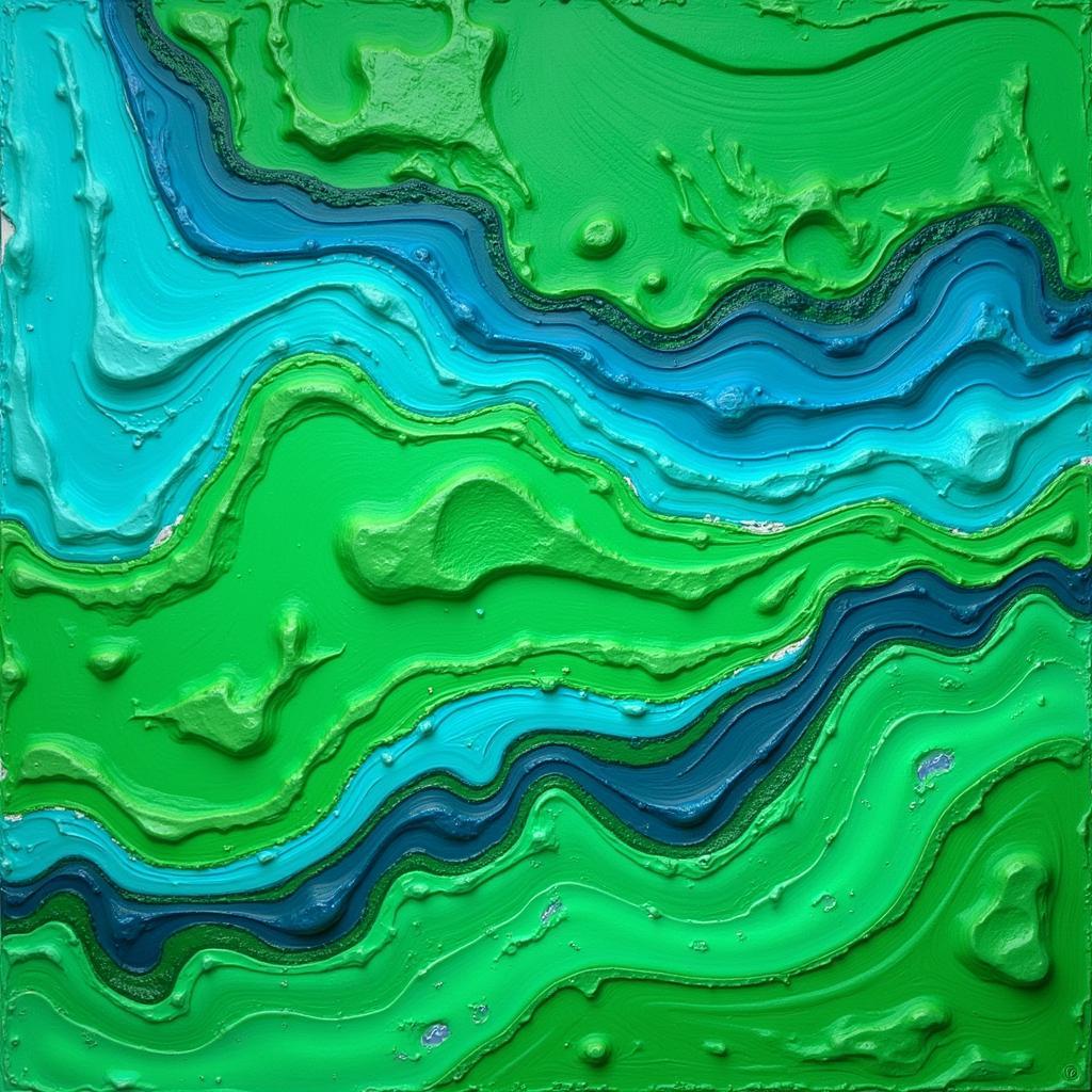 Green and Blue Abstract Landscape Painting