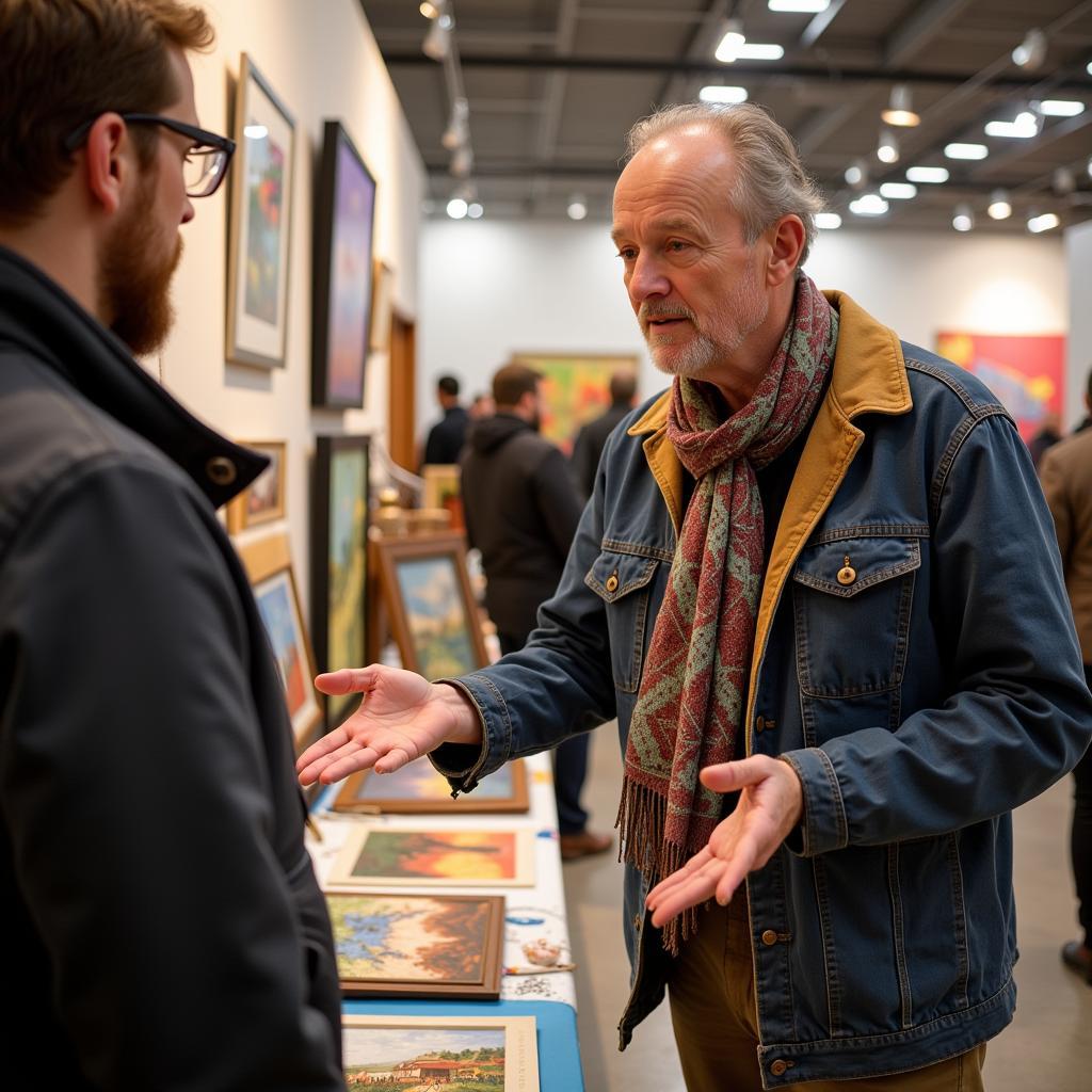 Artist Interacting with Visitors at the Guilford Art Show