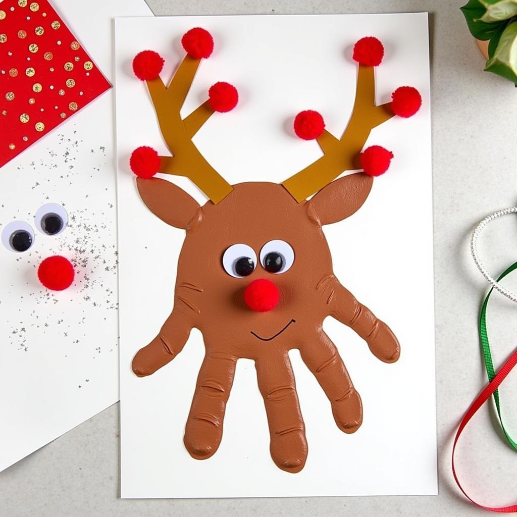 Handprint Reindeer Christmas Card