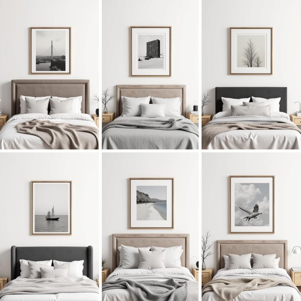 Inspiring examples of artwork hung above a bed