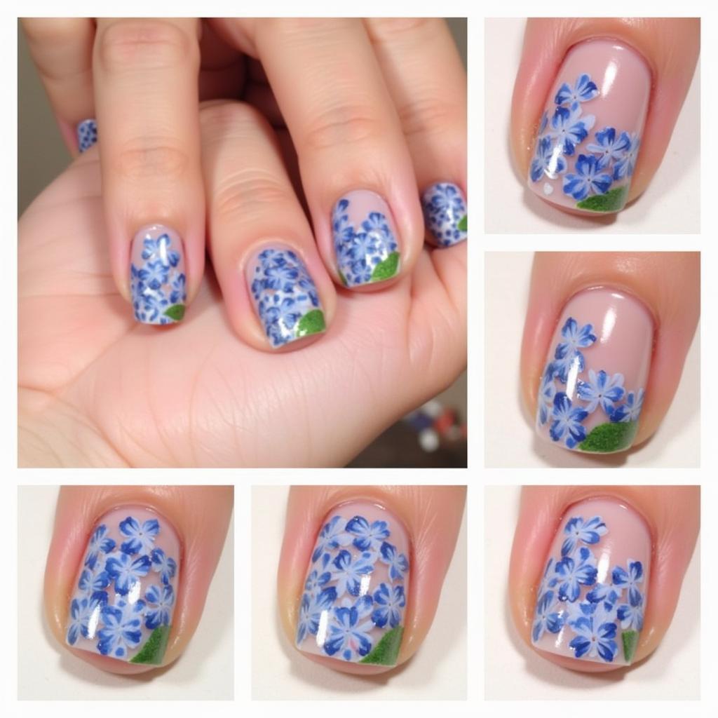 Hydrangea Nail Art Step-by-Step Tutorial