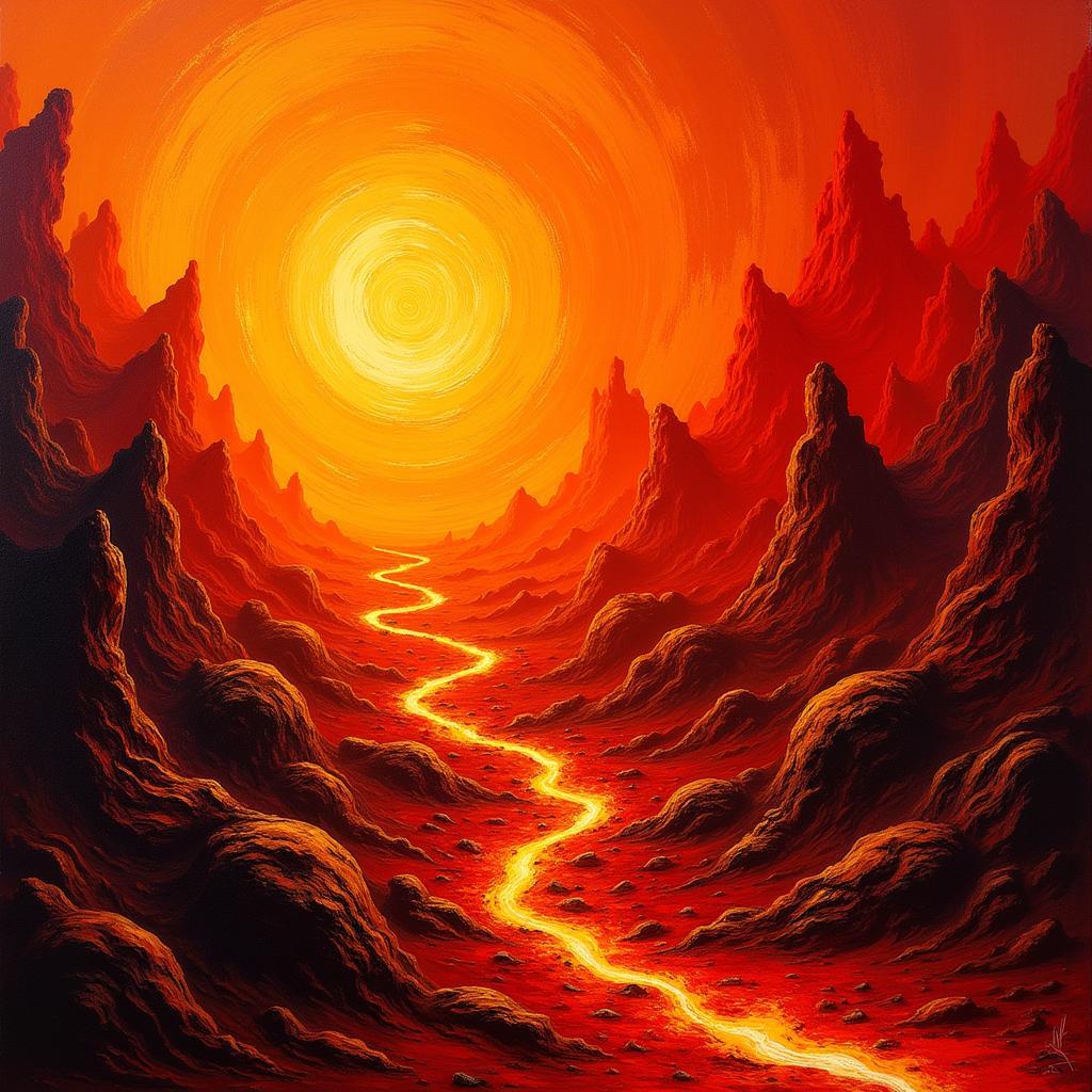 Abstract art depicting flowing lava