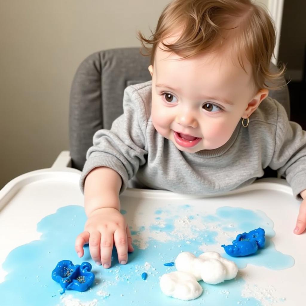 Infant Exploring Winter Art Materials