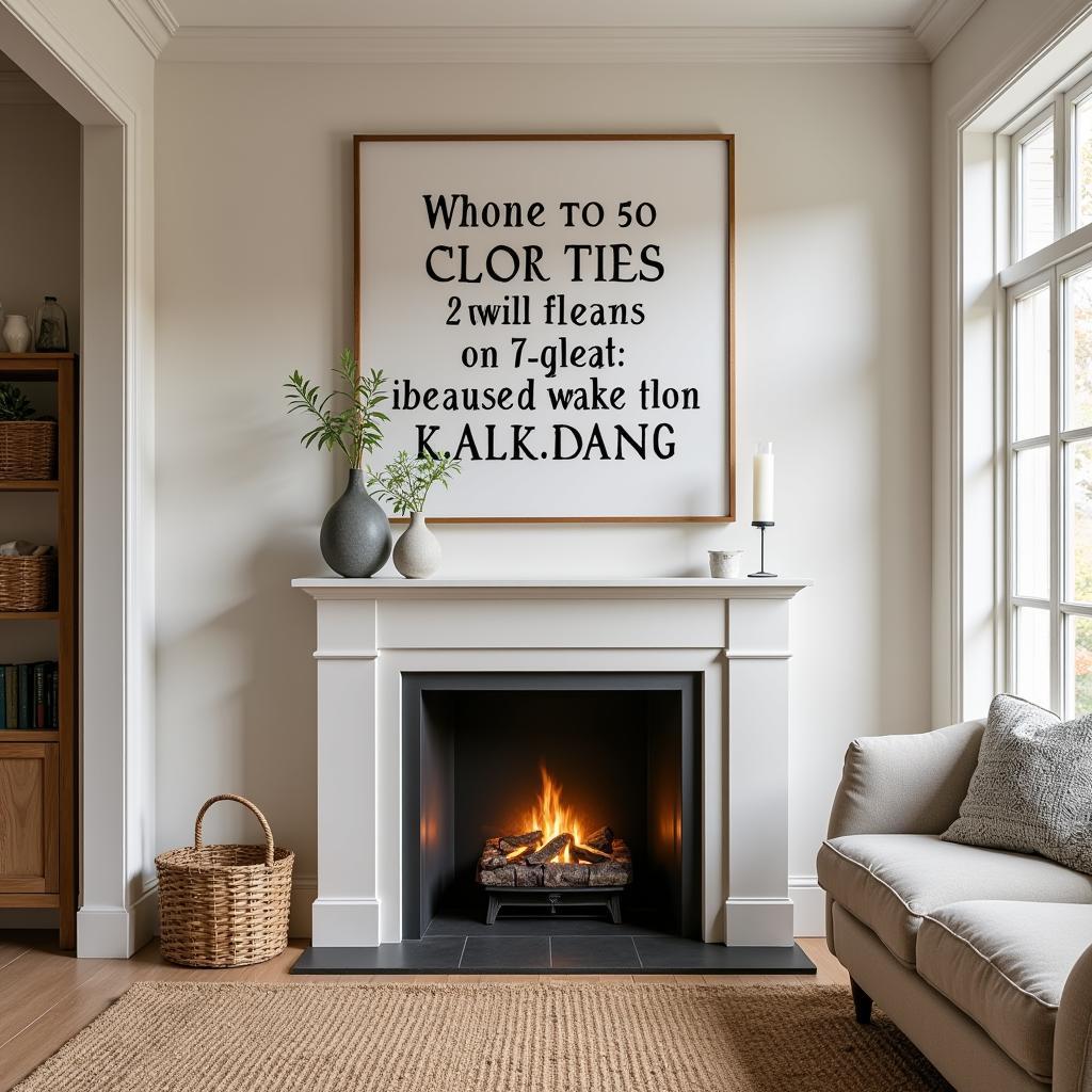 Inspiring wall words art decorating a living room with a motivational quote above a fireplace.