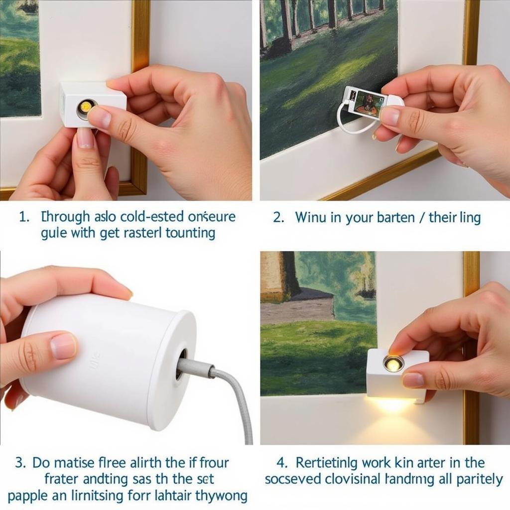 Installing a battery-operated picture light on a framed artwork