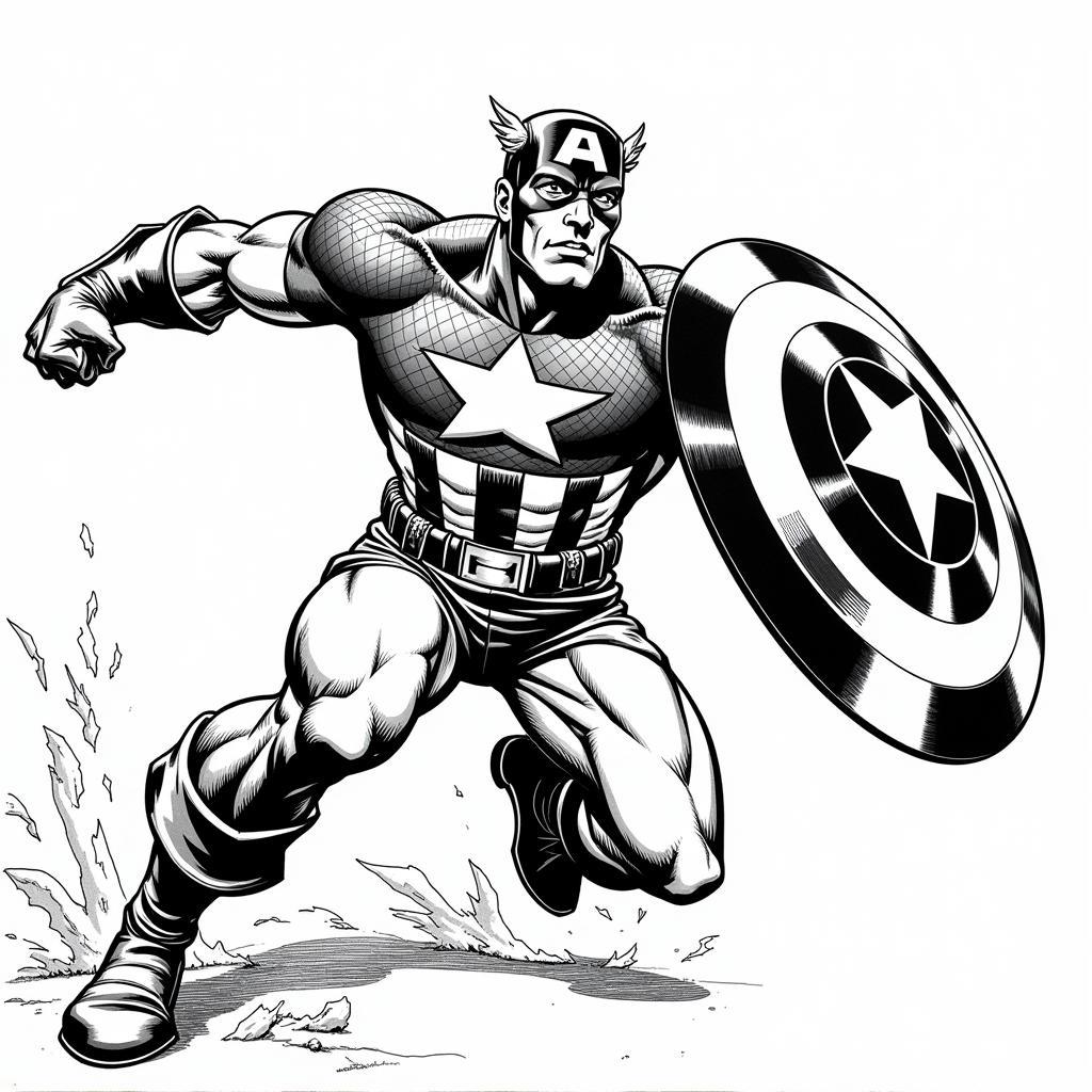 Early Captain America artwork by Jack Kirby