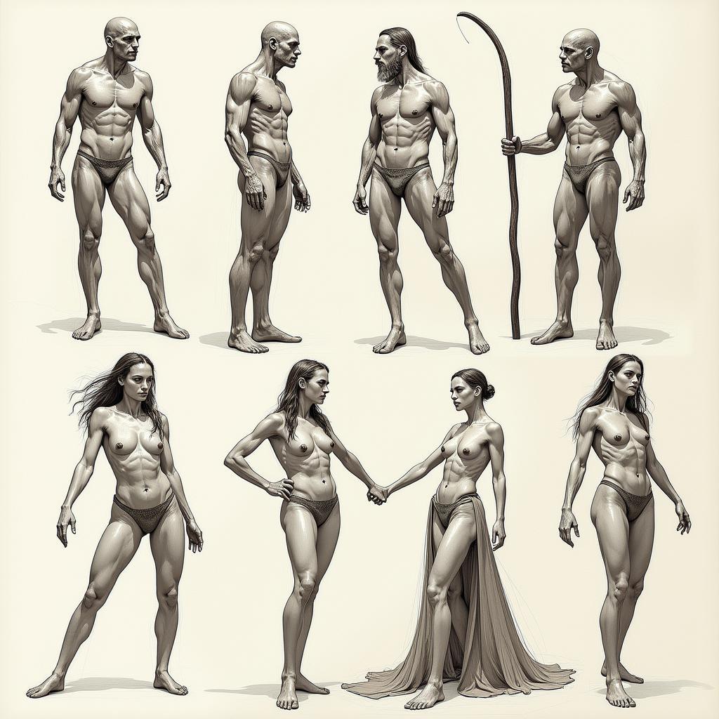 Jim Burns' Figure Studies: Dynamic Poses and Anatomical Detail in a Fantastical Setting