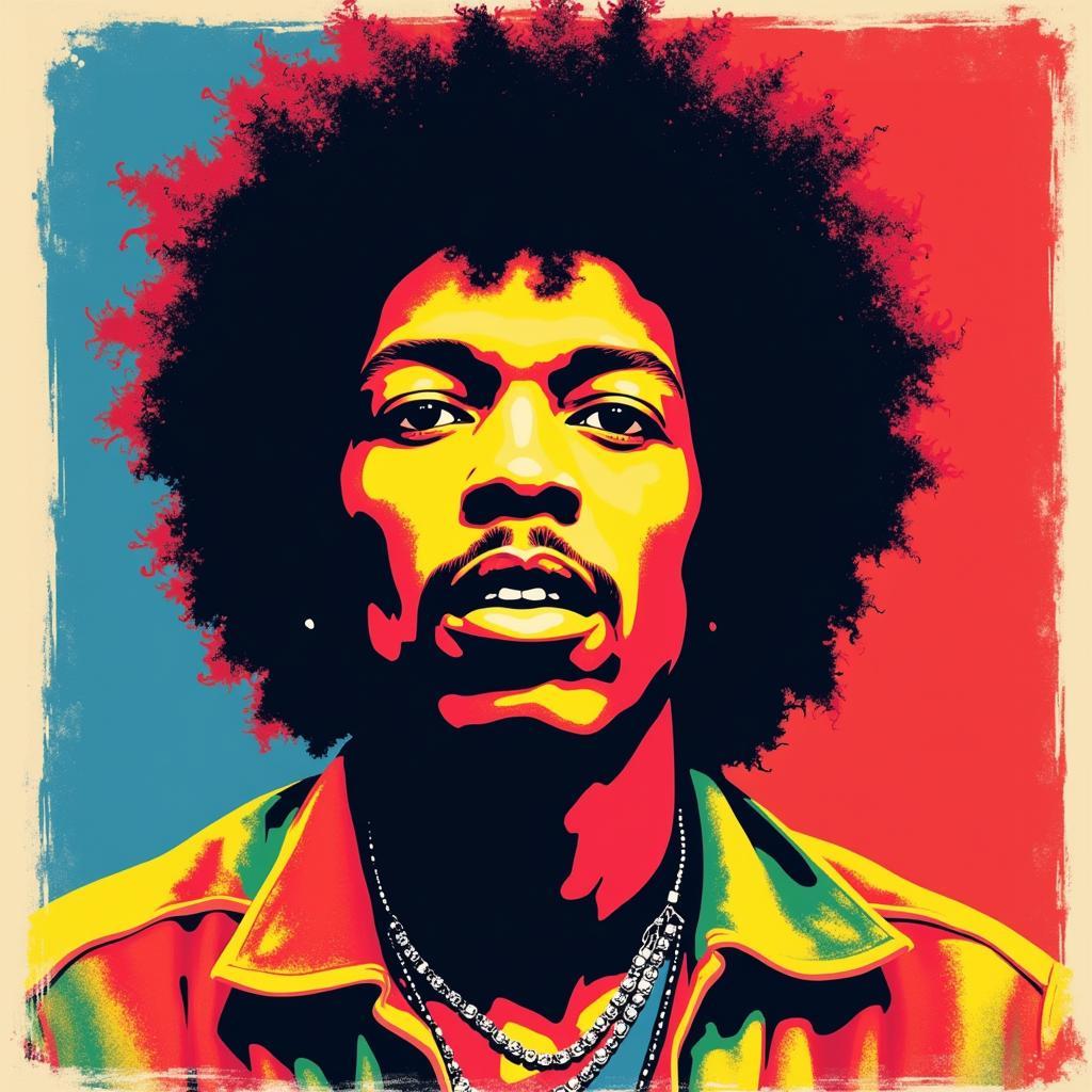 Jimi Hendrix Pop Art Poster in Vibrant Colors