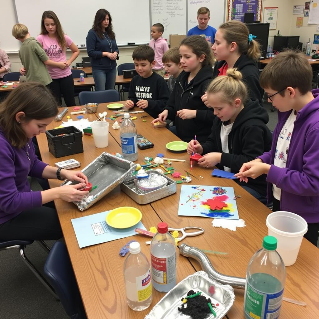 Students Engaging in a Junk Art Class