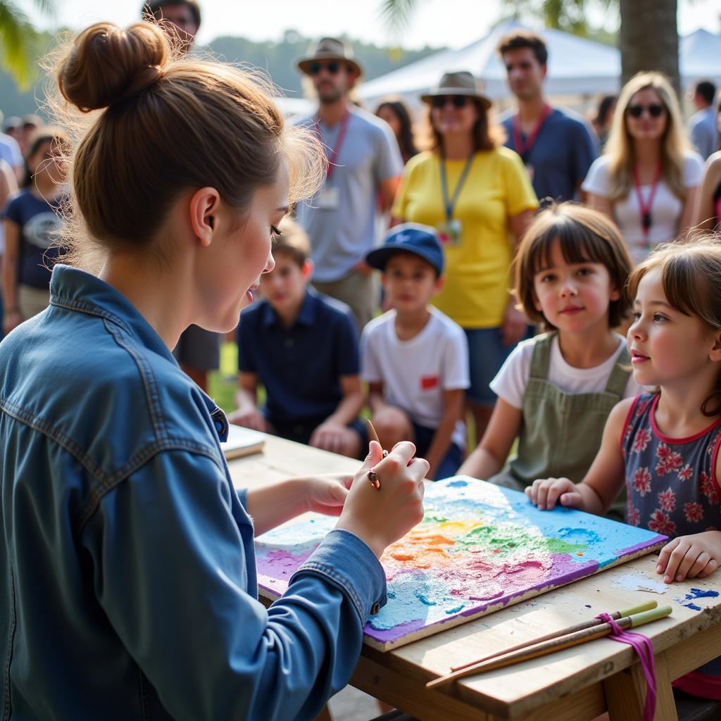 Artist Demonstrating Their Craft at the Jupiter, FL Art Festival