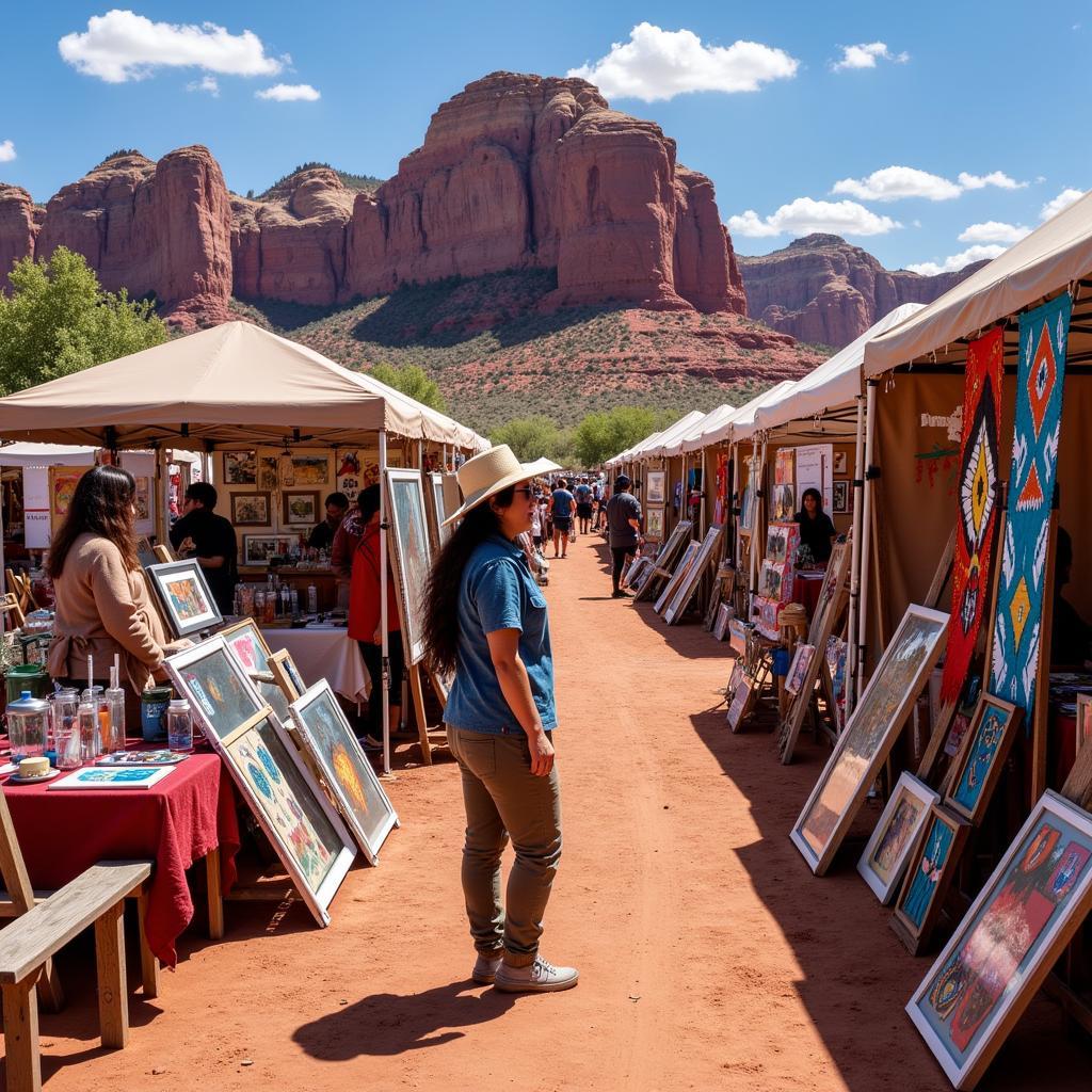 Native American artists displaying their intricate artwork at the Kayenta Art Festival