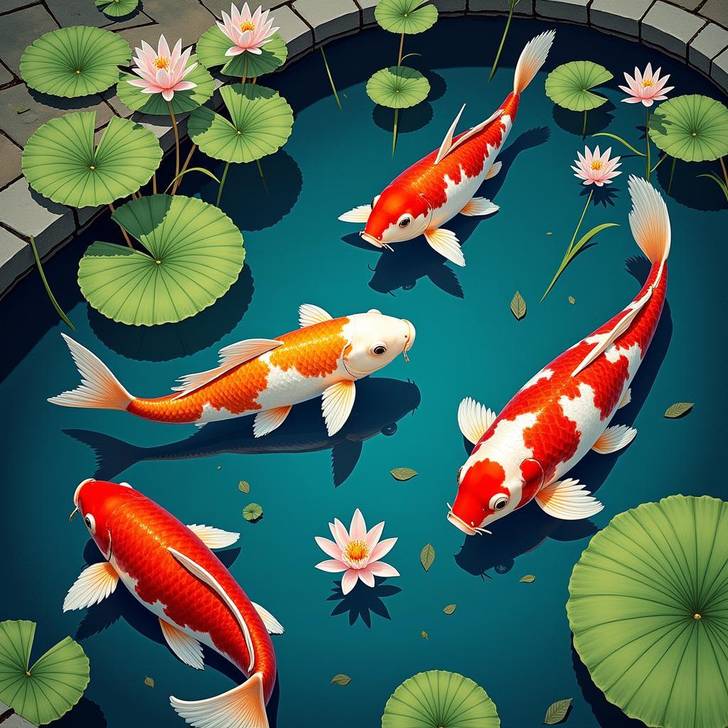 Koi Fish Pond Painting