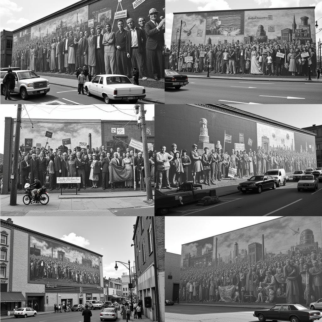 Early 20th-century murals depicting labor movements