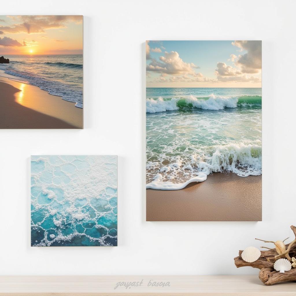 Large Beach Wall Art Styles: Examples of Different Styles of Large Beach Wall Art, including Realistic Photography, Abstract Paintings, and Mixed Media Artworks