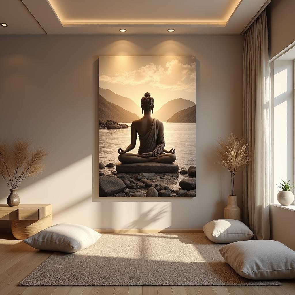 Large Buddha Wall Art in Meditation Room