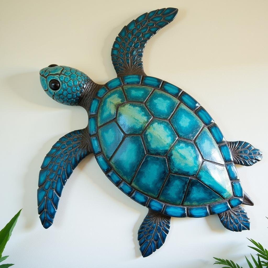 Large Metal Sea Turtle Wall Art Ocean Inspired