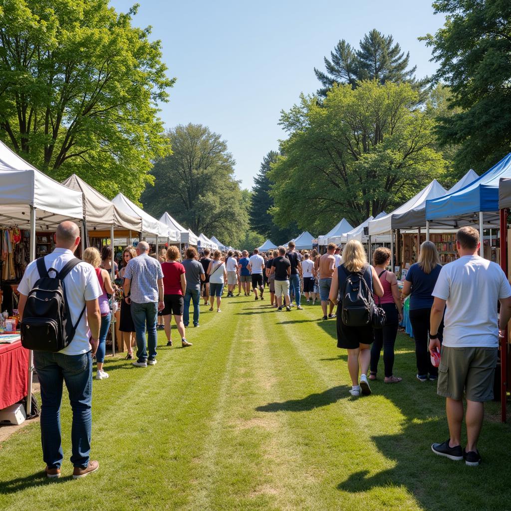 Visitors engaging with artists at the Letchworth Arts and Crafts Festival.