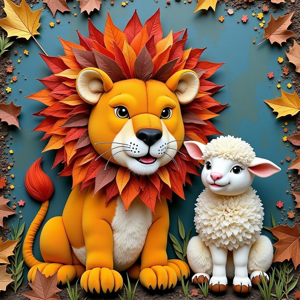 Mixed Media Lion and Lamb Collage for Older Children