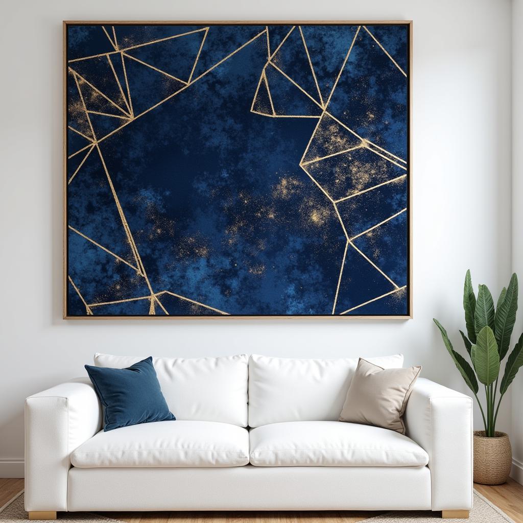 Luxurious velvet wall art adds a touch of elegance to a modern living room