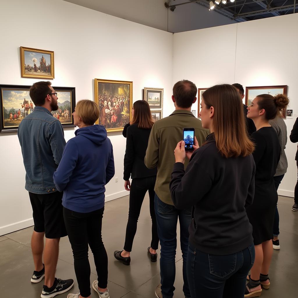 Visitors admire the artwork on display at the Melrose Arts and Crafts Festival, enjoying the vibrant atmosphere and diverse range of crafts.