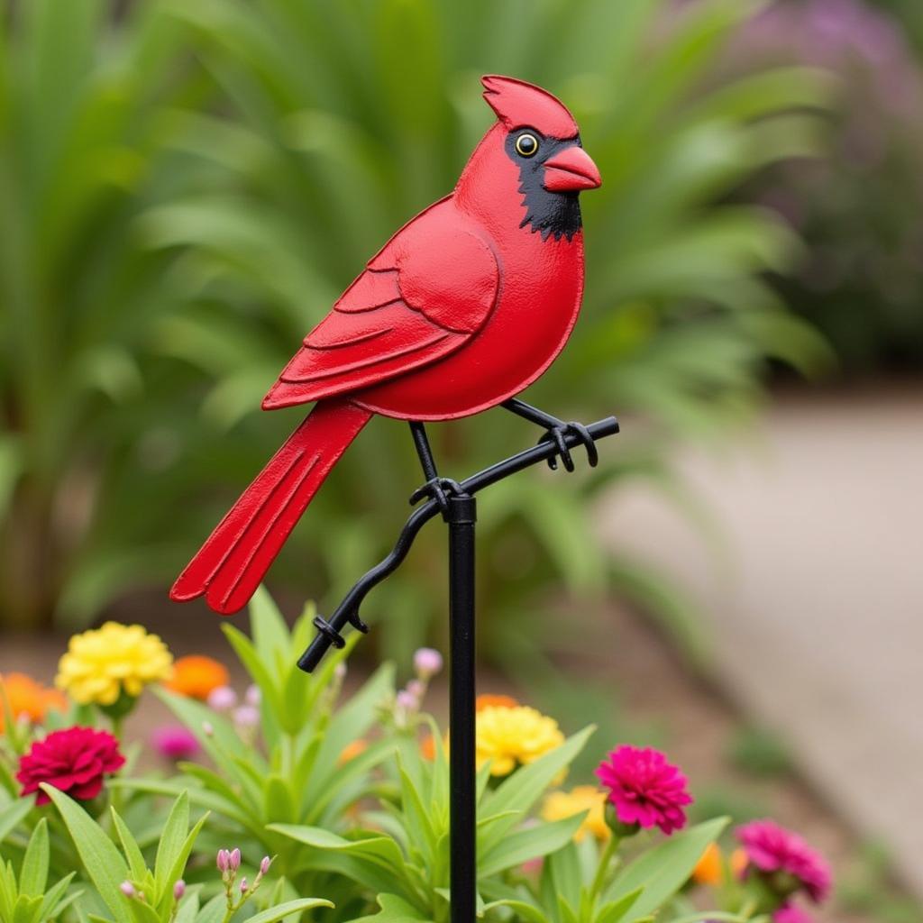 Metal Cardinal Garden Stake