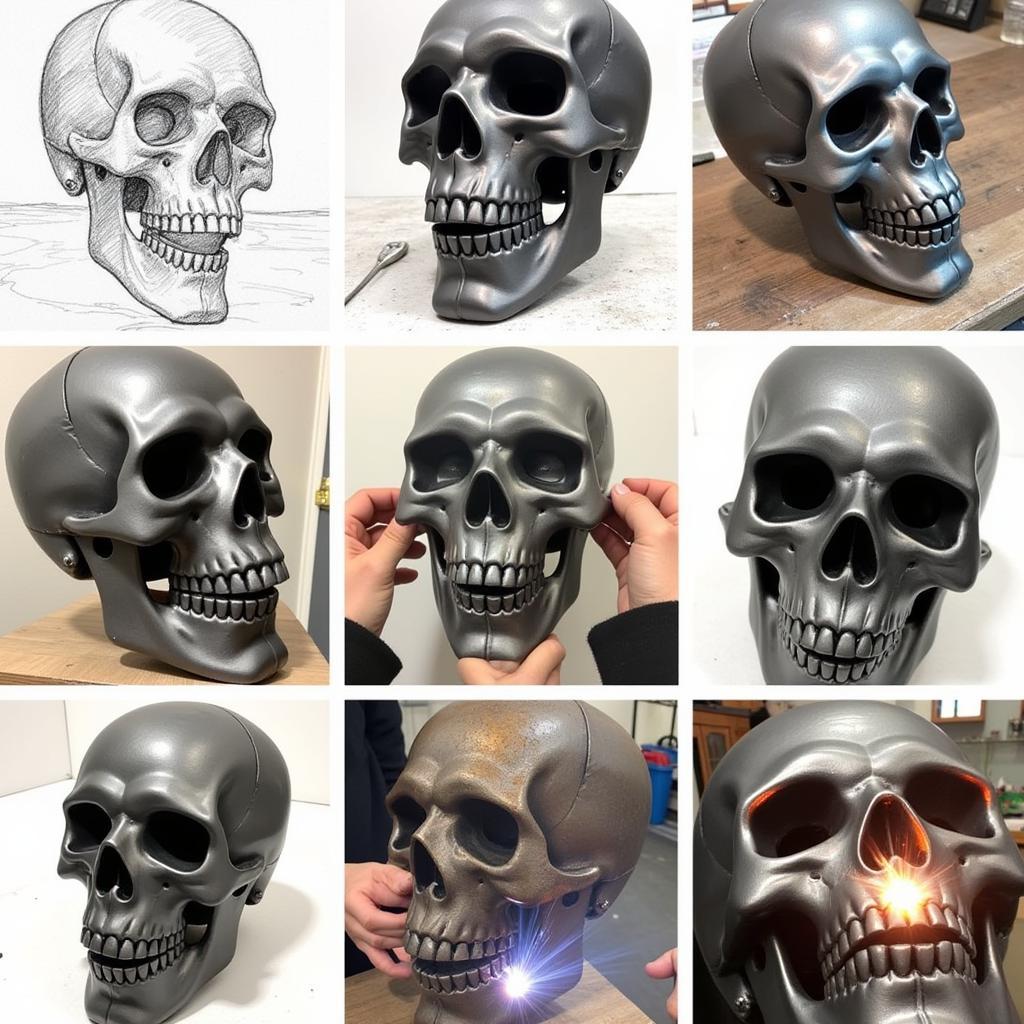 Metal Skull Sculpture Creation Process