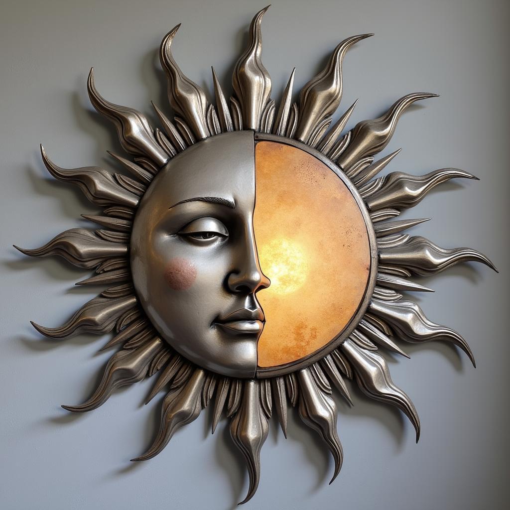 Modern Metal Sun Moon Wall Art