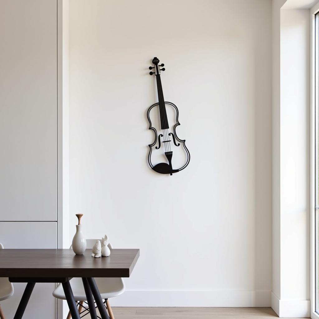 Metal Violin Sculpture for Modern Home Decor