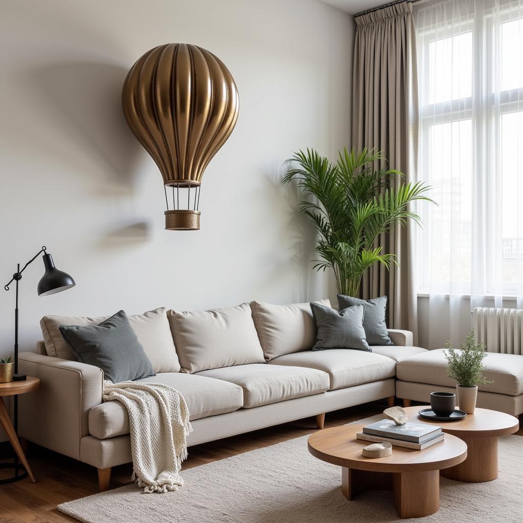 Metallic Air Balloon Sculpture in Modern Living Room