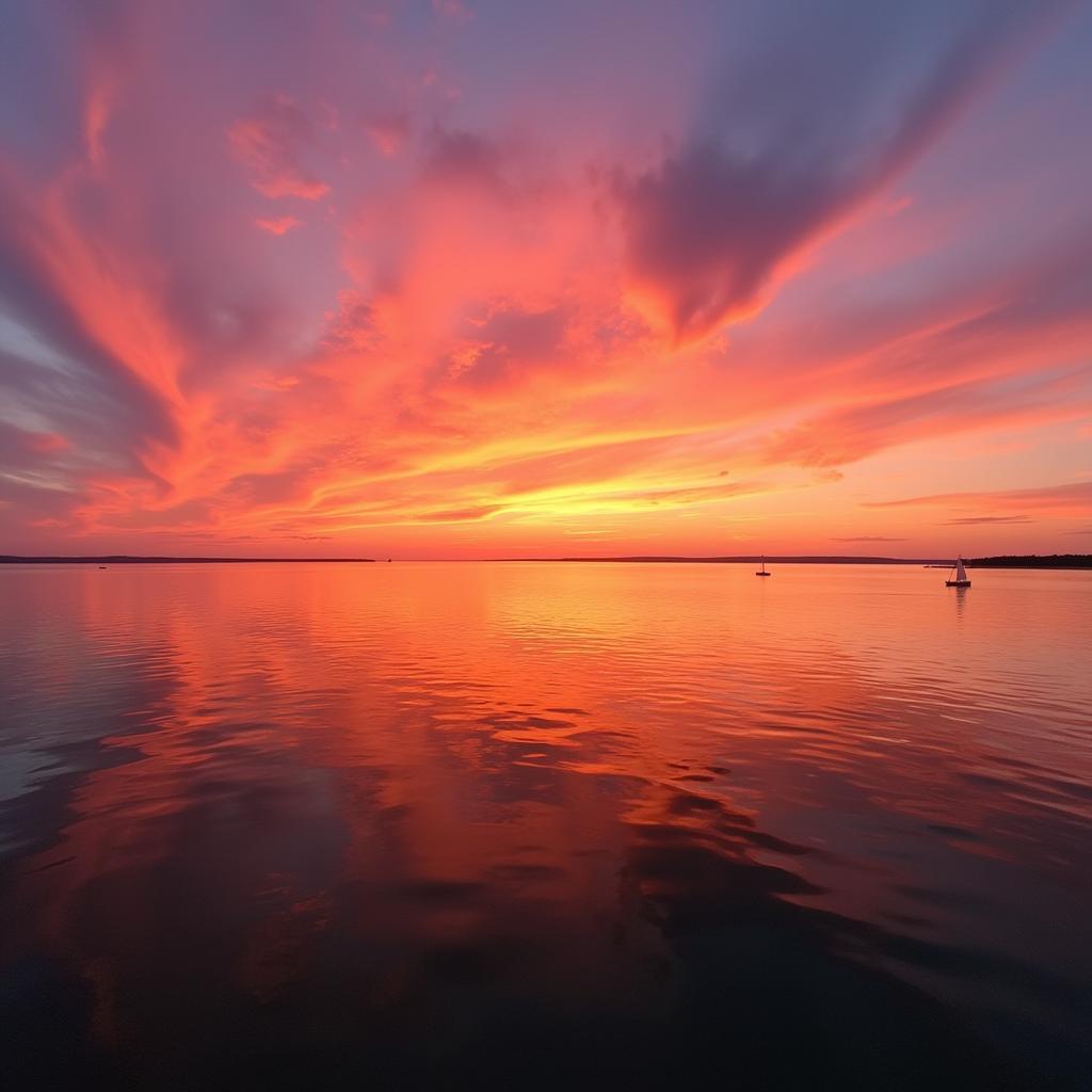 Michigan Landscape Wall Art: A Serene Sunset Over the Great Lakes