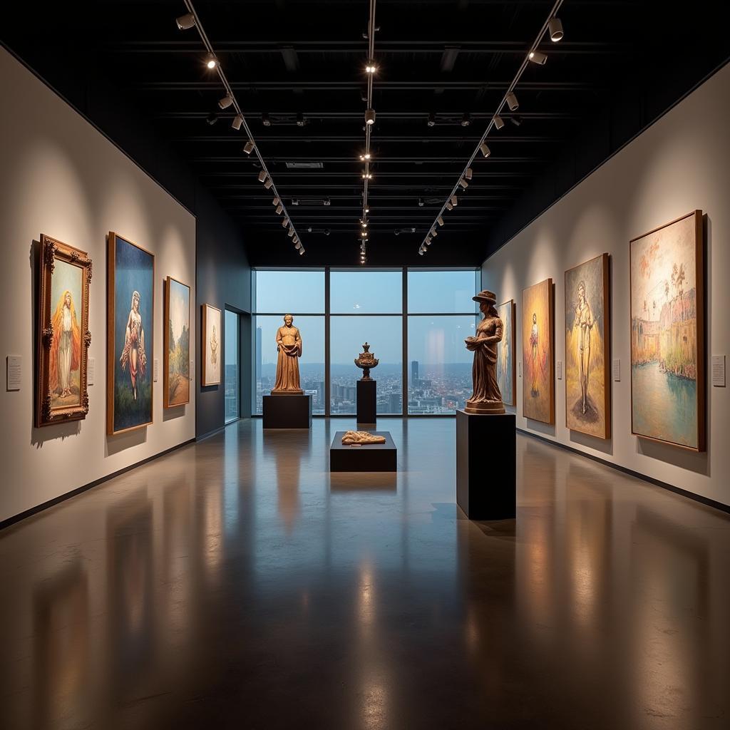 Modern Art Gallery with Wireless Lighting