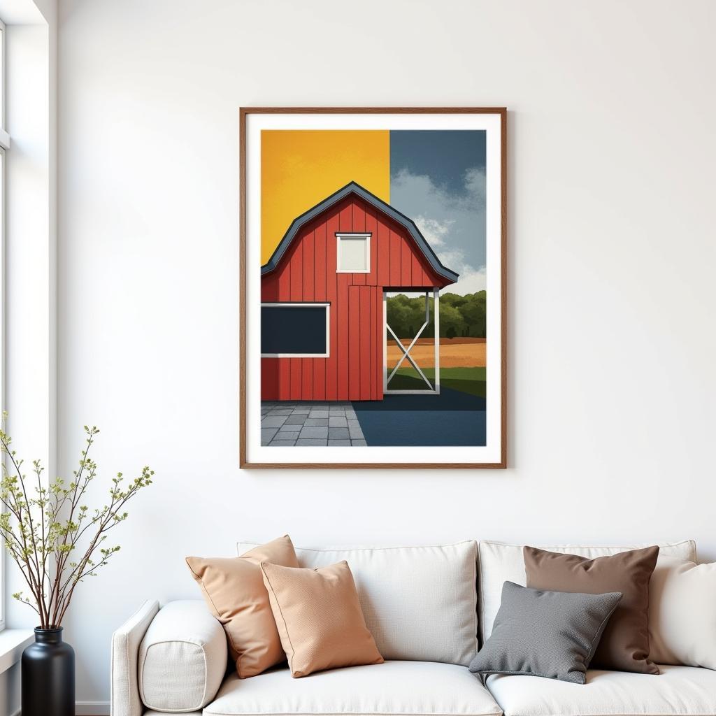 Modern Barn Art Print in a Minimalist Decor